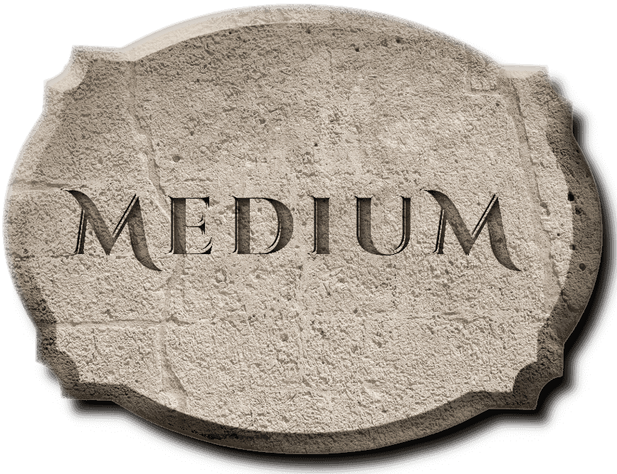 Stone tablet engraved with ‘Medium’ to mark author’s publishing platform